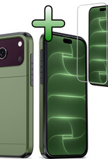BASEY. BASEY. iPhone 18 Pro Max Hoesje Pashouder Hard Met Screenprotector - Donker Groen