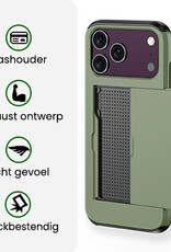 BASEY. BASEY. iPhone 18 Pro Max Hoesje Pashouder Hard Met Screenprotector - Donker Groen
