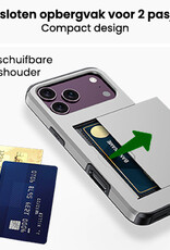 BASEY. BASEY. iPhone 18 Pro Max Hoesje Pashouder Hard Met Screenprotector - Grijs