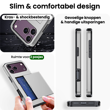 BASEY. BASEY. iPhone 18 Pro Max Hoesje Pashouder Hard Met Screenprotector - Grijs
