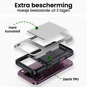 BASEY. BASEY. iPhone 18 Pro Max Hoesje Pashouder Hard Met Screenprotector - Grijs