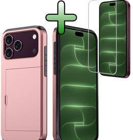 BASEY. BASEY. iPhone 18 Pro Max Hoesje Pashouder Hard Met Screenprotector - Rose Goud