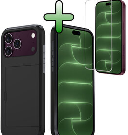 BASEY. BASEY. iPhone 18 Pro Max Hoesje Pashouder Hard Met Screenprotector - Zwart