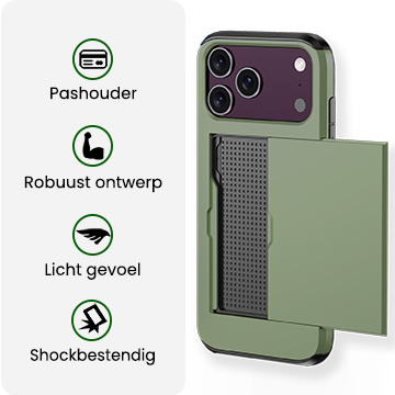 BASEY. BASEY. iPhone 18 Pro Max Hoesje Pashouder Hard Met 2x Screenprotector - Donker Groen