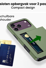 BASEY. BASEY. iPhone 18 Pro Max Hoesje Pashouder Hard Met 2x Screenprotector - Donker Groen