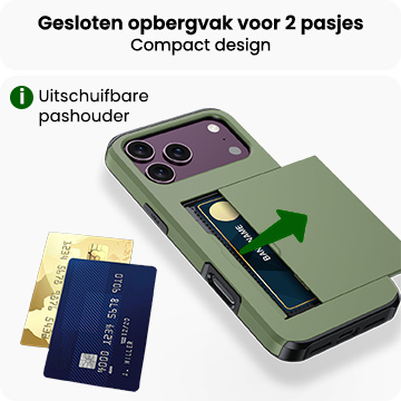 BASEY. BASEY. iPhone 18 Pro Max Hoesje Pashouder Hard Met 2x Screenprotector - Donker Groen