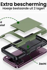 BASEY. BASEY. iPhone 18 Pro Max Hoesje Pashouder Hard Met 2x Screenprotector - Donker Groen