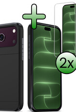 BASEY. BASEY. iPhone 18 Pro Max Hoesje Pashouder Hard Met 2x Screenprotector - Zwart