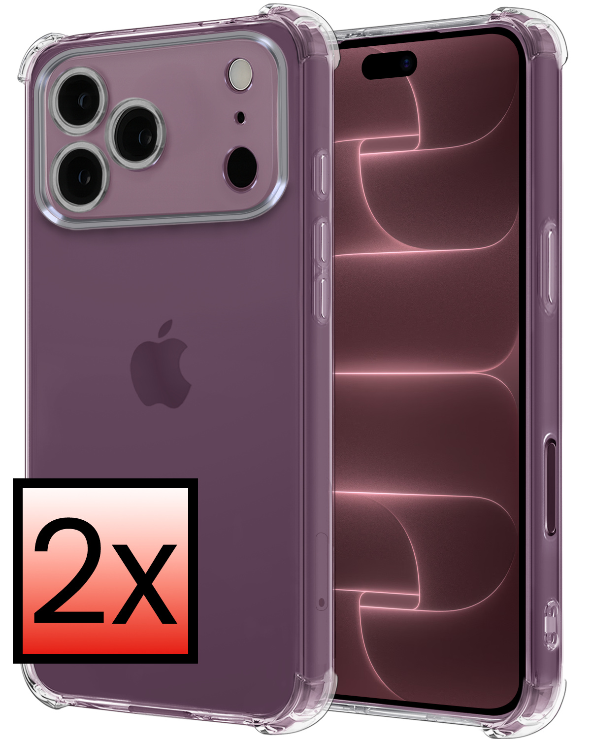 NoXx NoXx iPhone 18 Pro Hoesje Shockproof - Transparant - 2 PACK