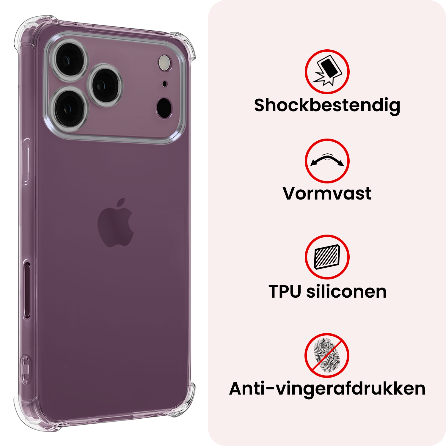 NoXx NoXx iPhone 18 Pro Max Hoesje Shockproof - Transparant