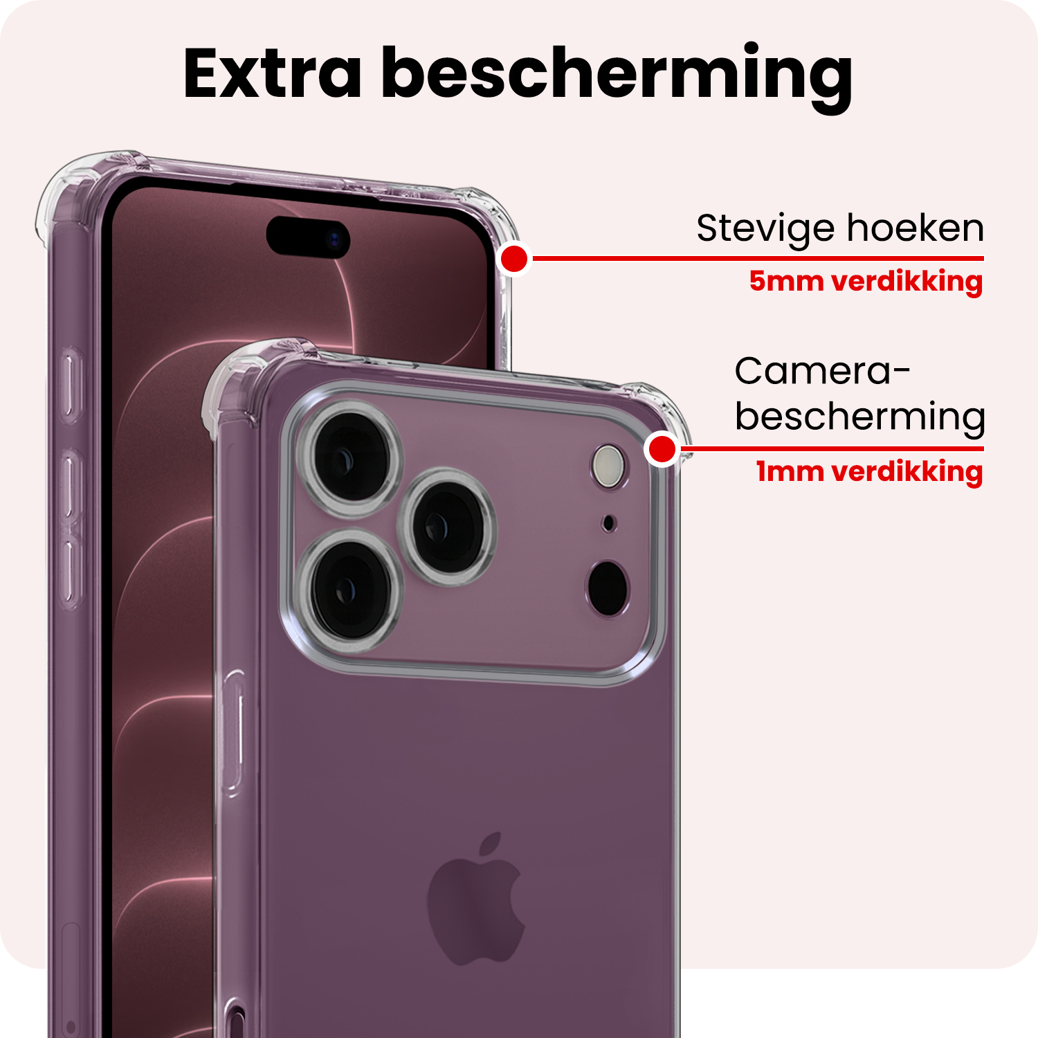 NoXx NoXx iPhone 18 Pro Max Hoesje Shockproof Met Screenprotector Met Dichte Notch