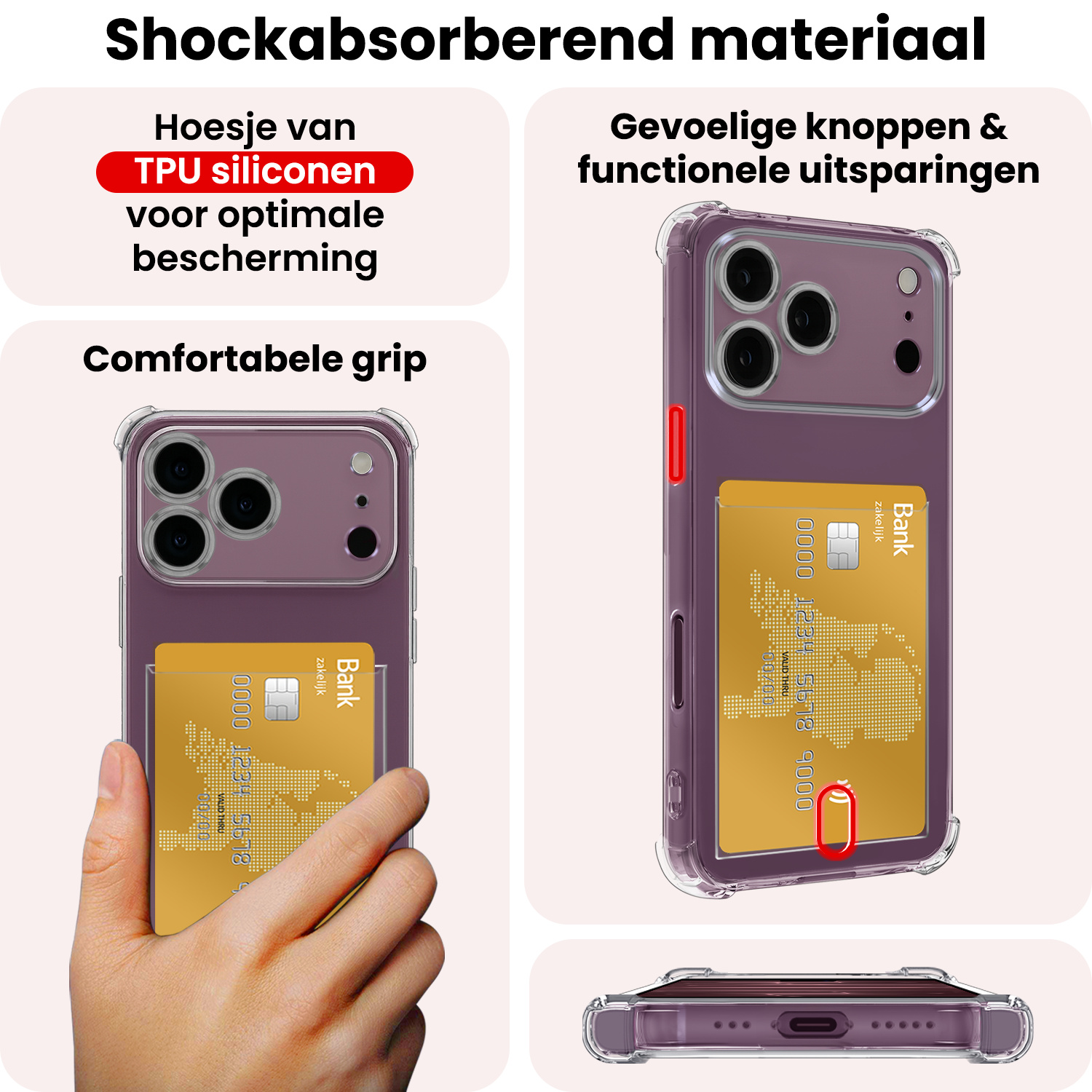 NoXx NoXx iPhone 18 Pro Hoesje Pashouder - 2 PACK
