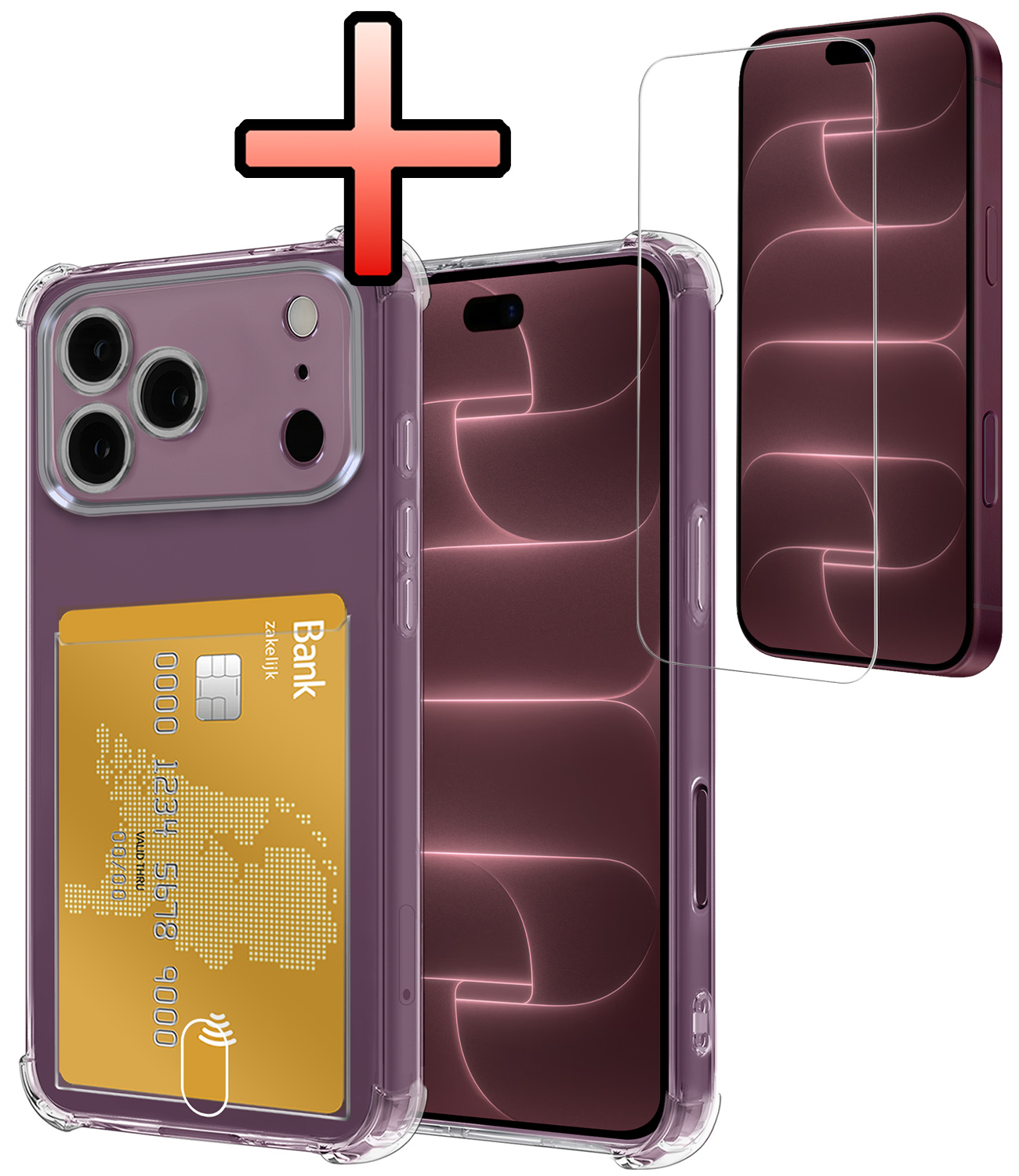 NoXx NoXx iPhone 18 Pro Hoesje Pashouder Met Screenprotector