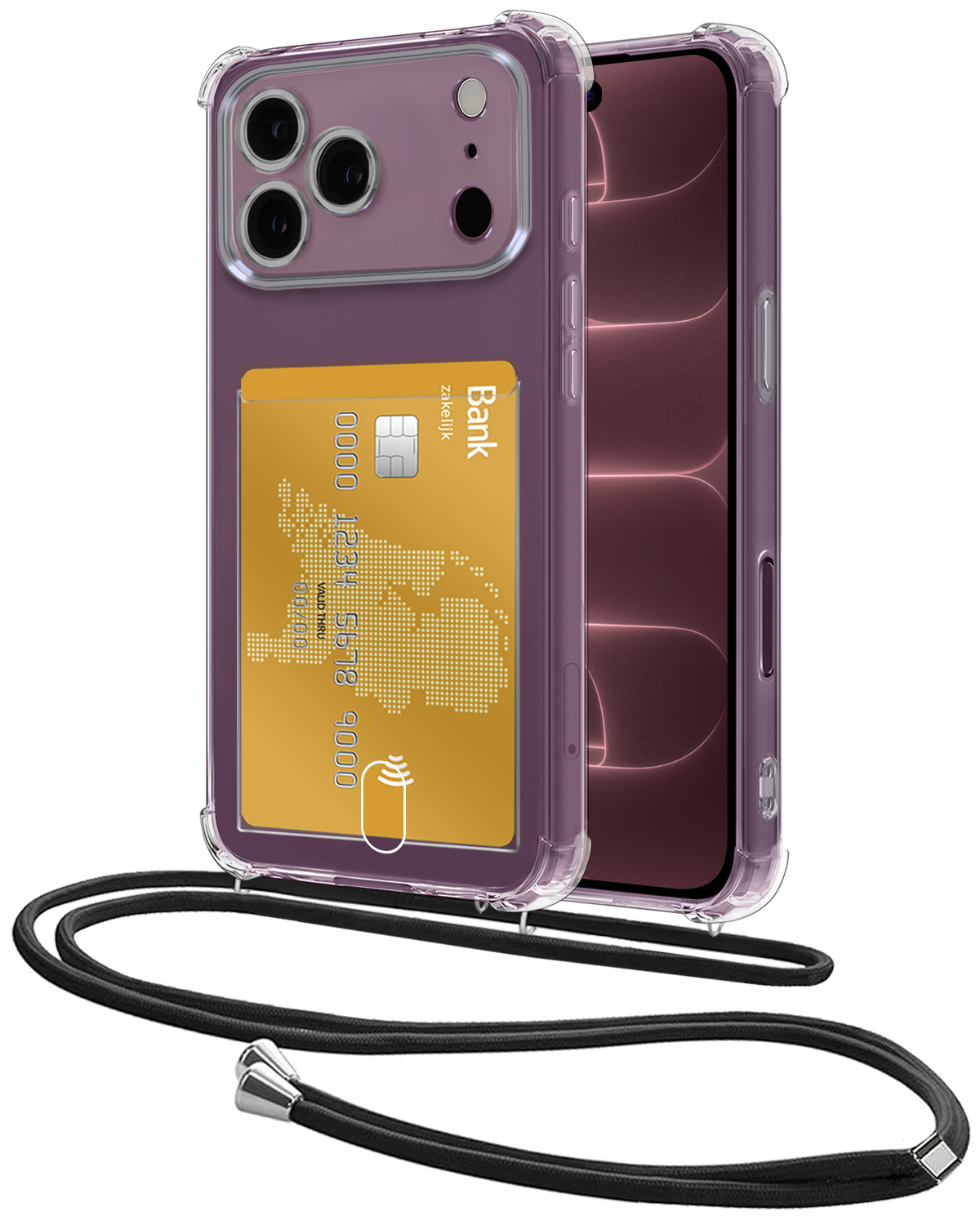 NoXx NoXx iPhone 18 Pro Hoesje Pashouder met Koord