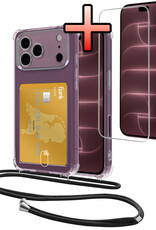 NoXx NoXx iPhone 18 Pro Hoesje Pashouder met Koord Met Screenprotector