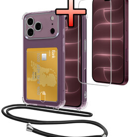 NoXx NoXx iPhone 18 Pro Hoesje Pashouder met Koord Met Screenprotector