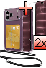 NoXx NoXx iPhone 18 Pro Hoesje Pashouder met Koord Met 2x Screenprotector