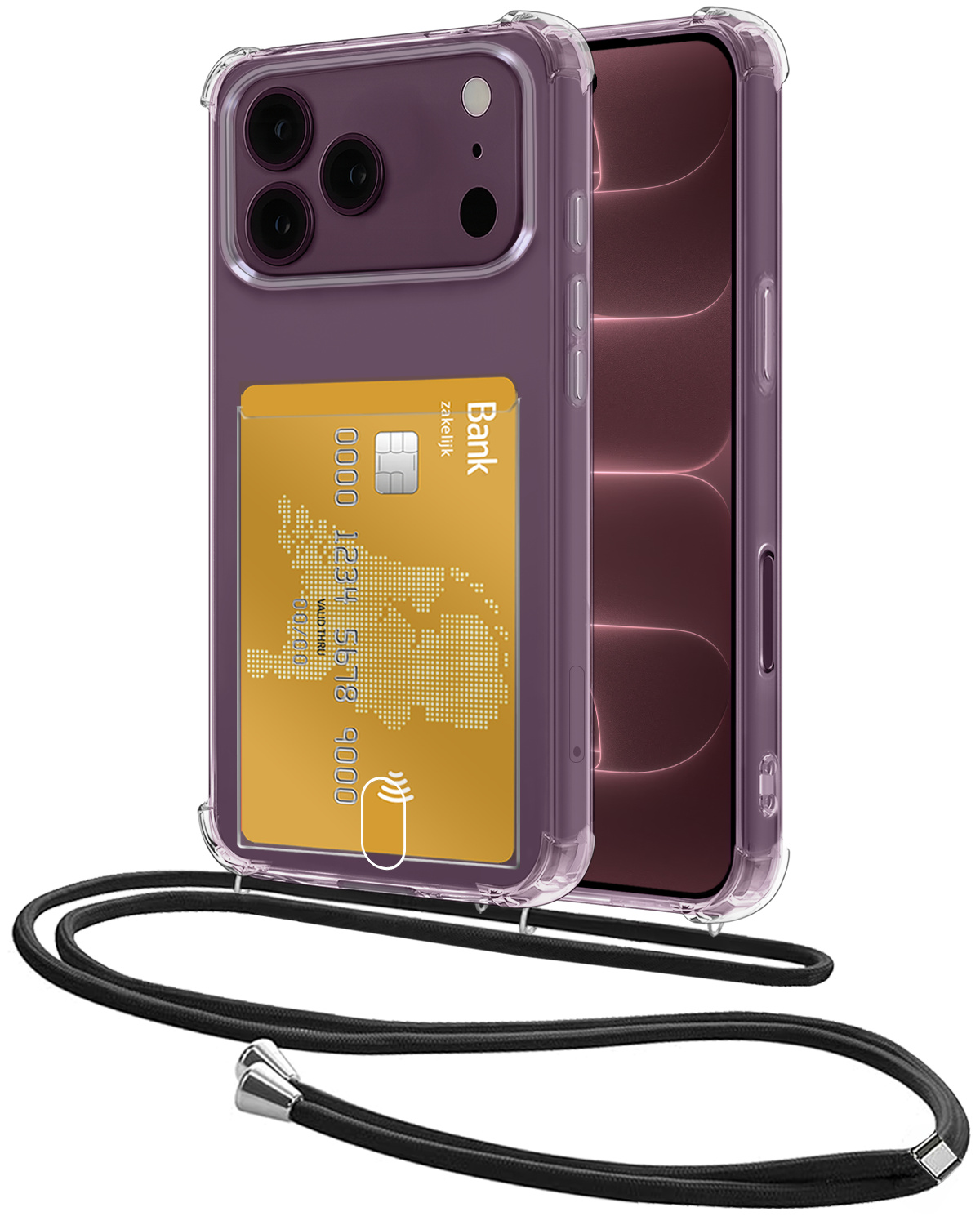 NoXx NoXx iPhone 18 Pro Max Hoesje Pashouder met Koord