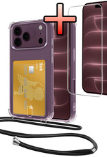 NoXx NoXx iPhone 18 Pro Max Hoesje Pashouder met Koord Met Screenprotector