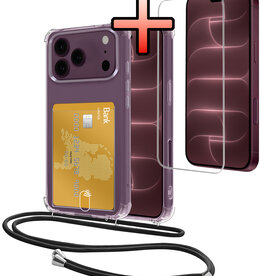 NoXx NoXx iPhone 18 Pro Max Hoesje Pashouder met Koord Met Screenprotector