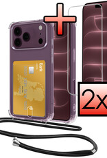 NoXx NoXx iPhone 18 Pro Max Hoesje Pashouder met Koord Met 2x Screenprotector