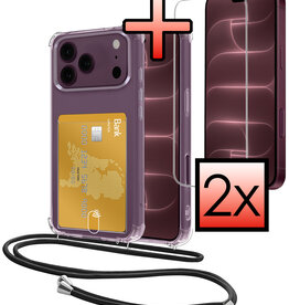 NoXx NoXx iPhone 18 Pro Max Hoesje Pashouder met Koord Met 2x Screenprotector