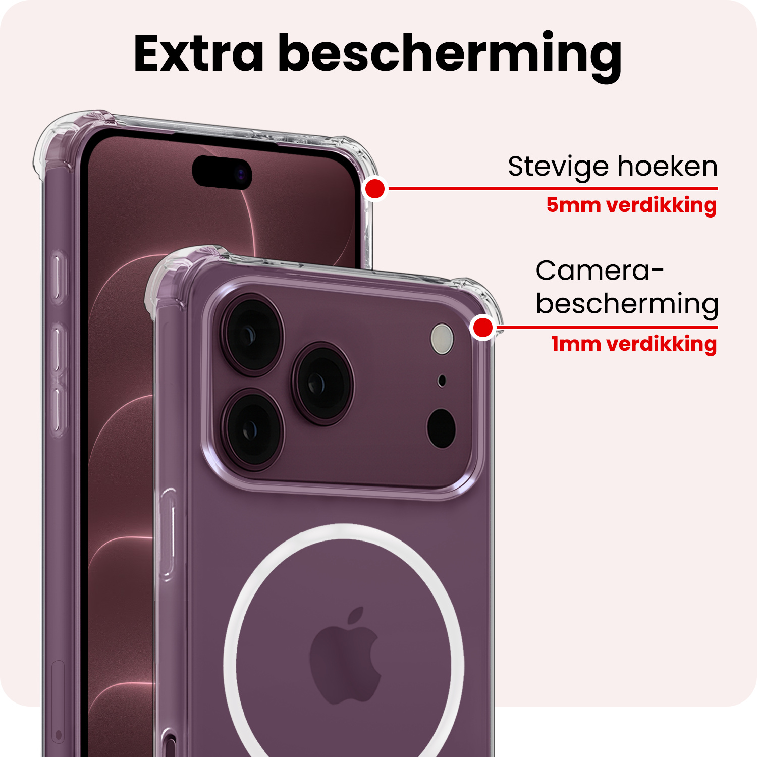 NoXx NoXx iPhone 18 Pro Magsafe Hoesje - Transparant