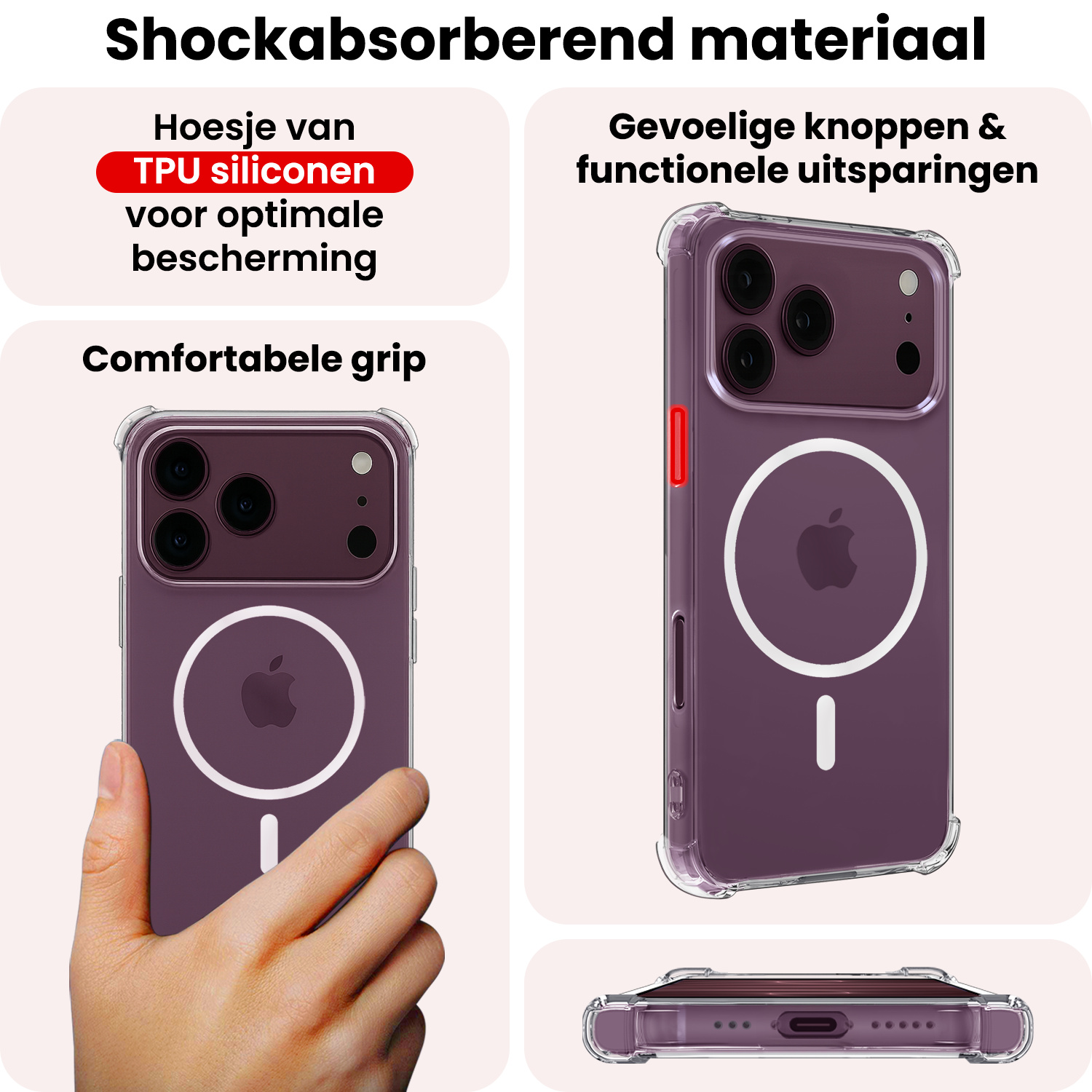 NoXx NoXx iPhone 18 Pro Magsafe Hoesje - Transparant