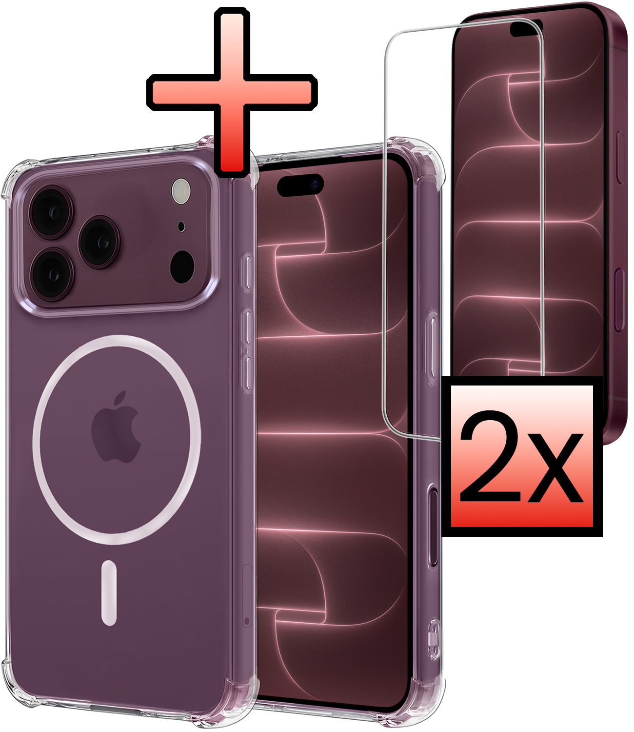 NoXx NoXx iPhone 18 Pro Magsafe Hoesje Transparant Met 2x Screenprotector