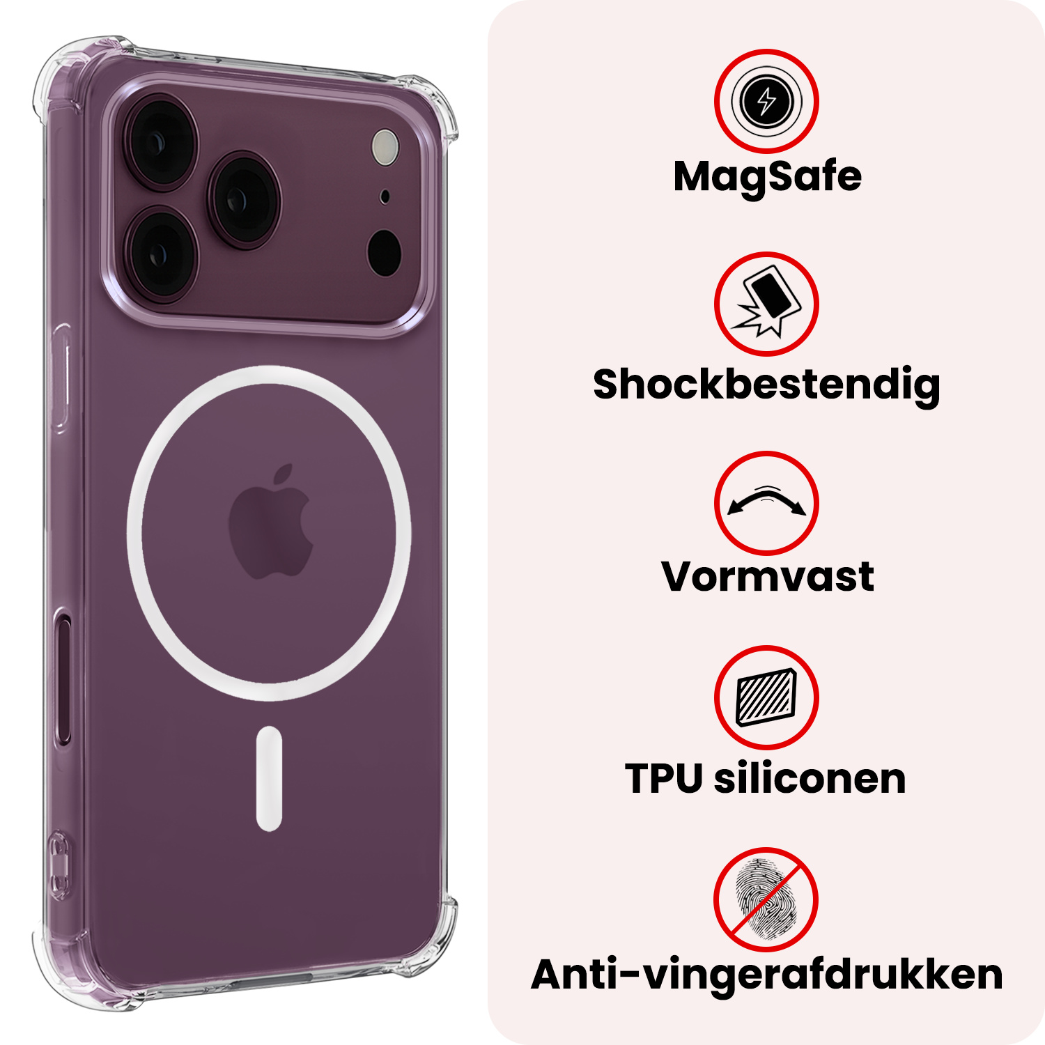 NoXx NoXx iPhone 18 Pro Max Magsafe Hoesje Transparant Met Screenprotector