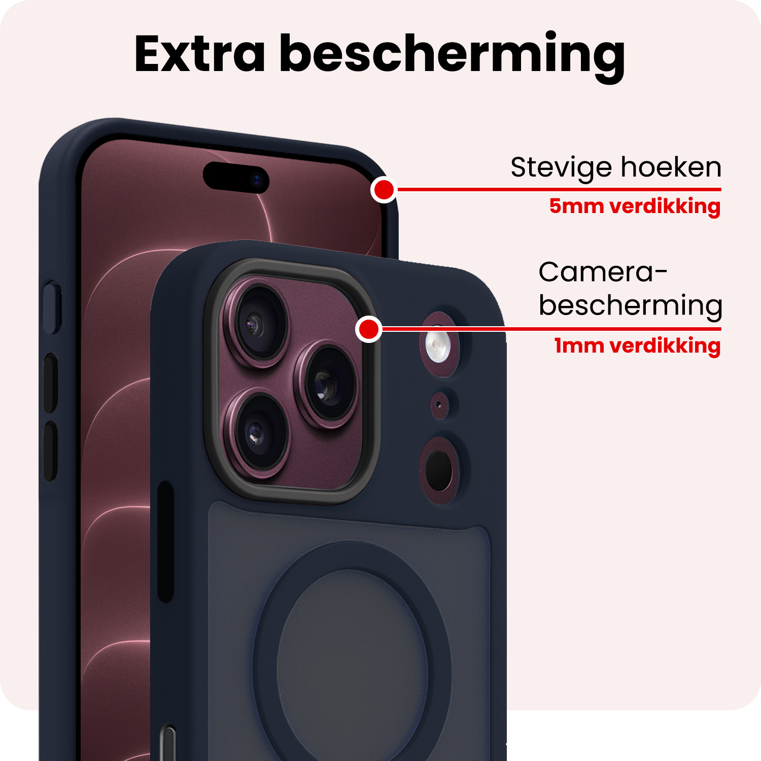NoXx NoXx iPhone 18 Pro Magsafe Hoesje - Donkerblauw