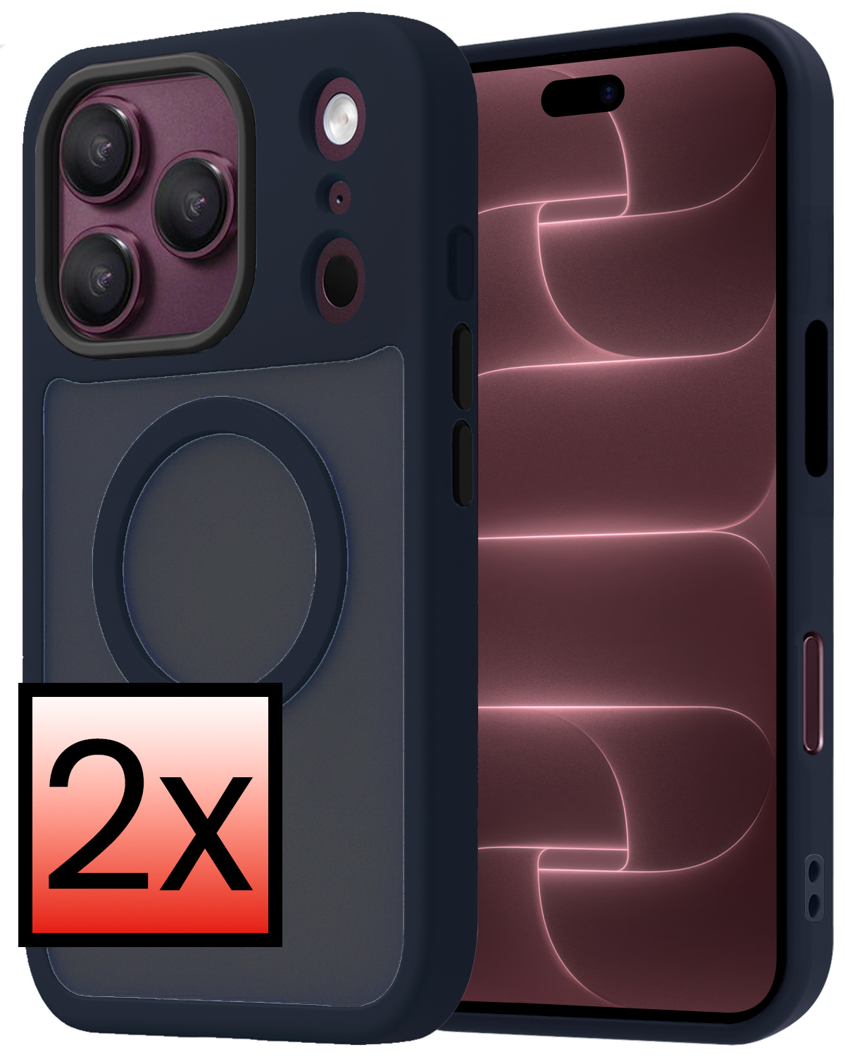 NoXx NoXx iPhone 18 Pro Magsafe Hoesje - Donkerblauw - 2 PACK