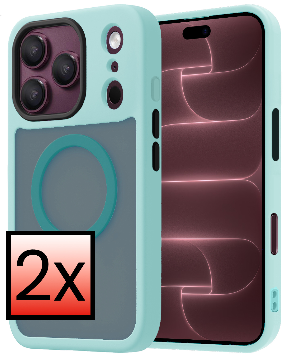 NoXx NoXx iPhone 18 Pro Magsafe Hoesje - Lichtblauw - 2 PACK