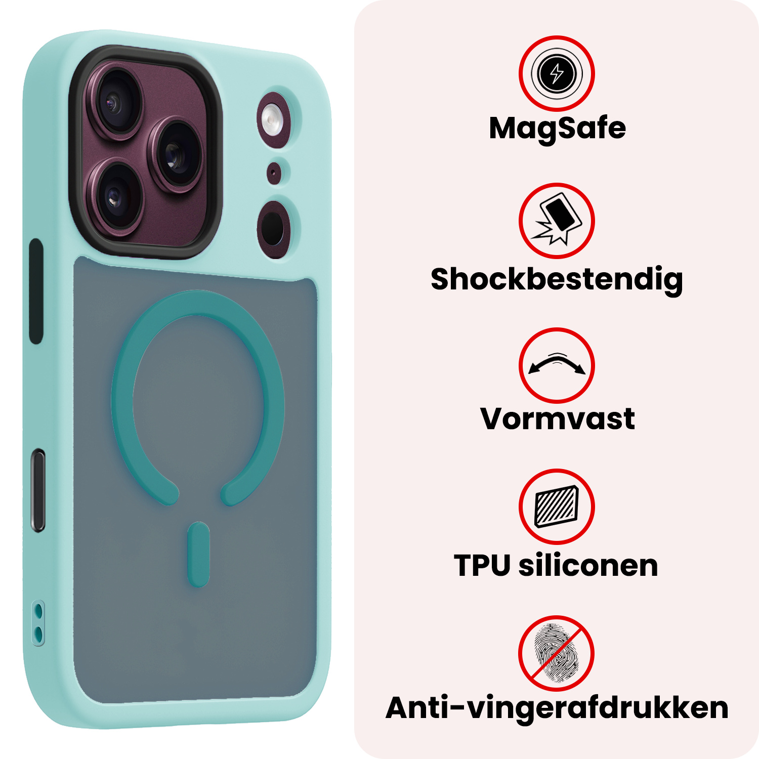 NoXx NoXx iPhone 18 Pro Magsafe Hoesje - Lichtblauw - 2 PACK