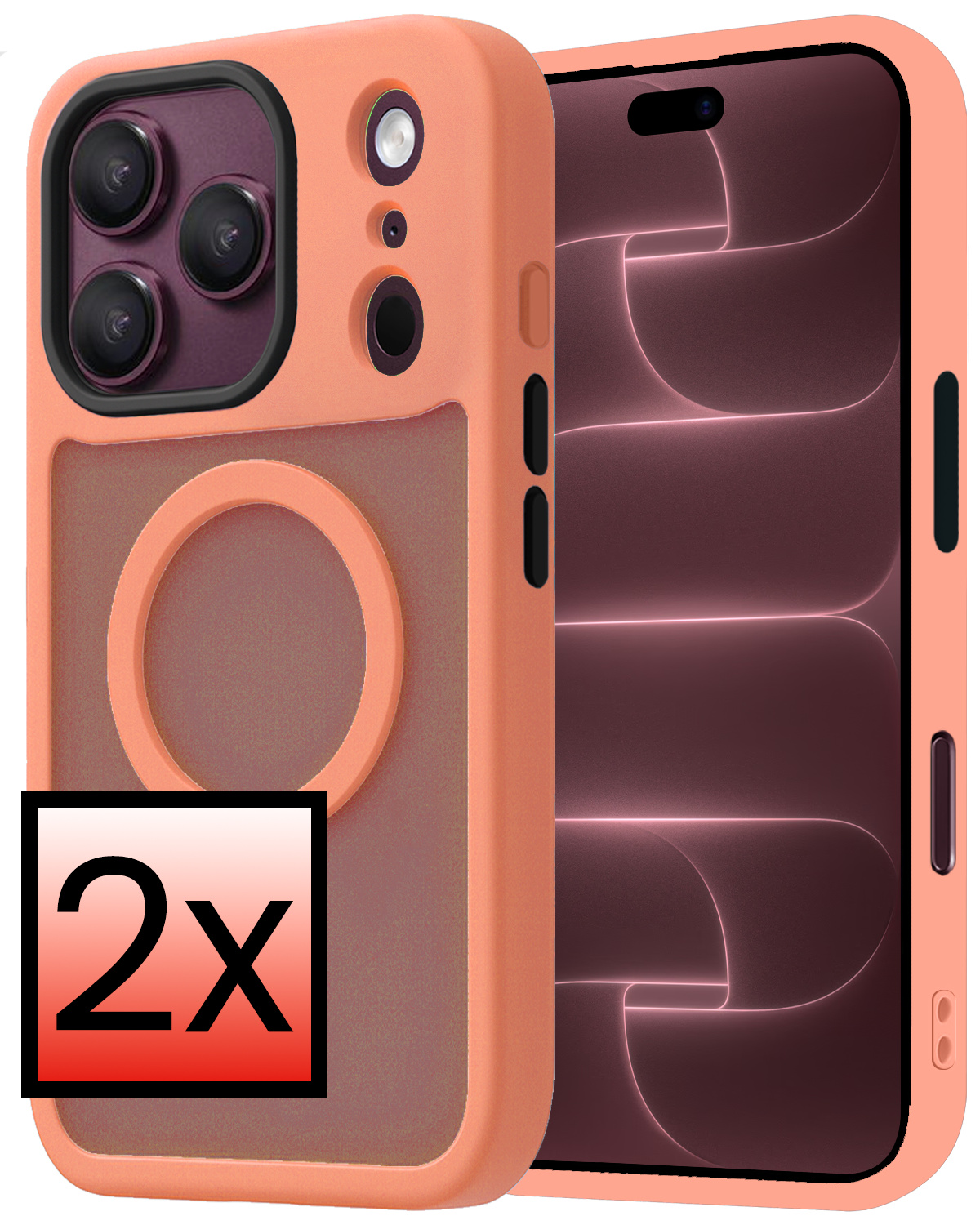 NoXx NoXx iPhone 18 Pro Magsafe Hoesje - Perzik - 2 PACK