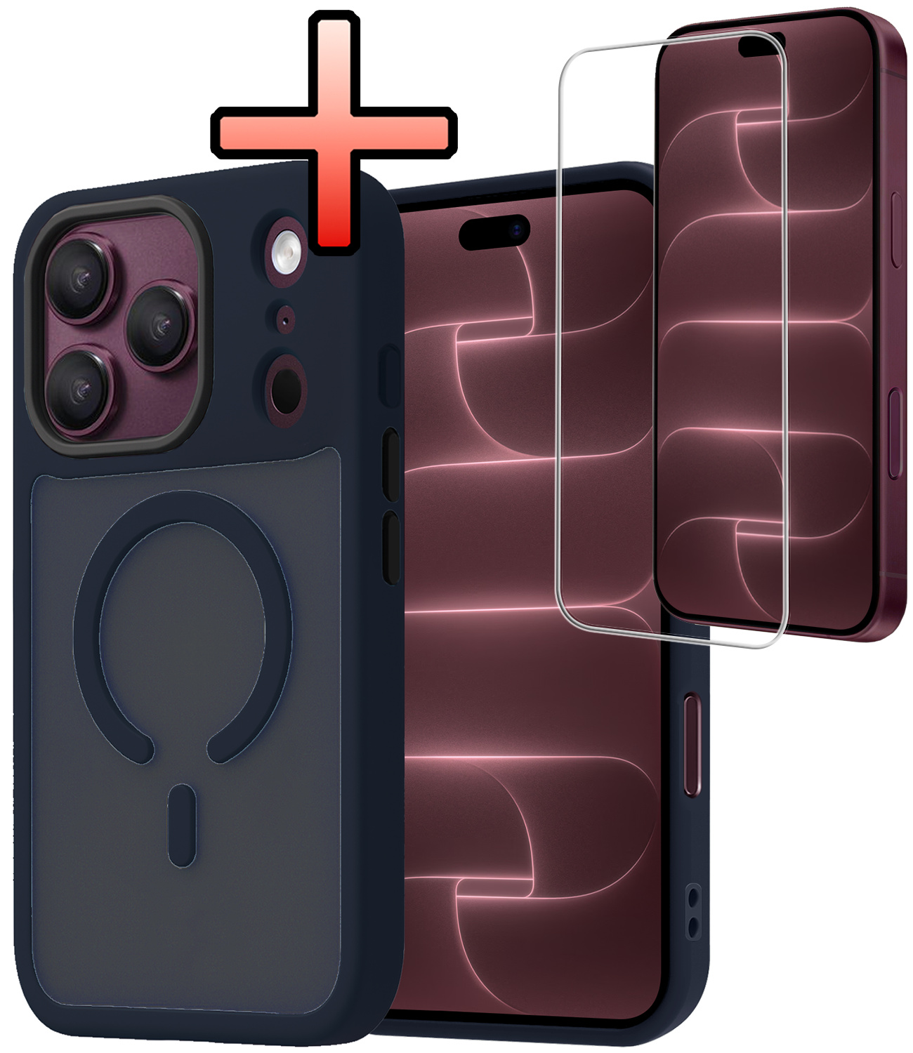NoXx NoXx iPhone 18 Pro Magsafe Hoesje Donkerblauw Met Screenprotector