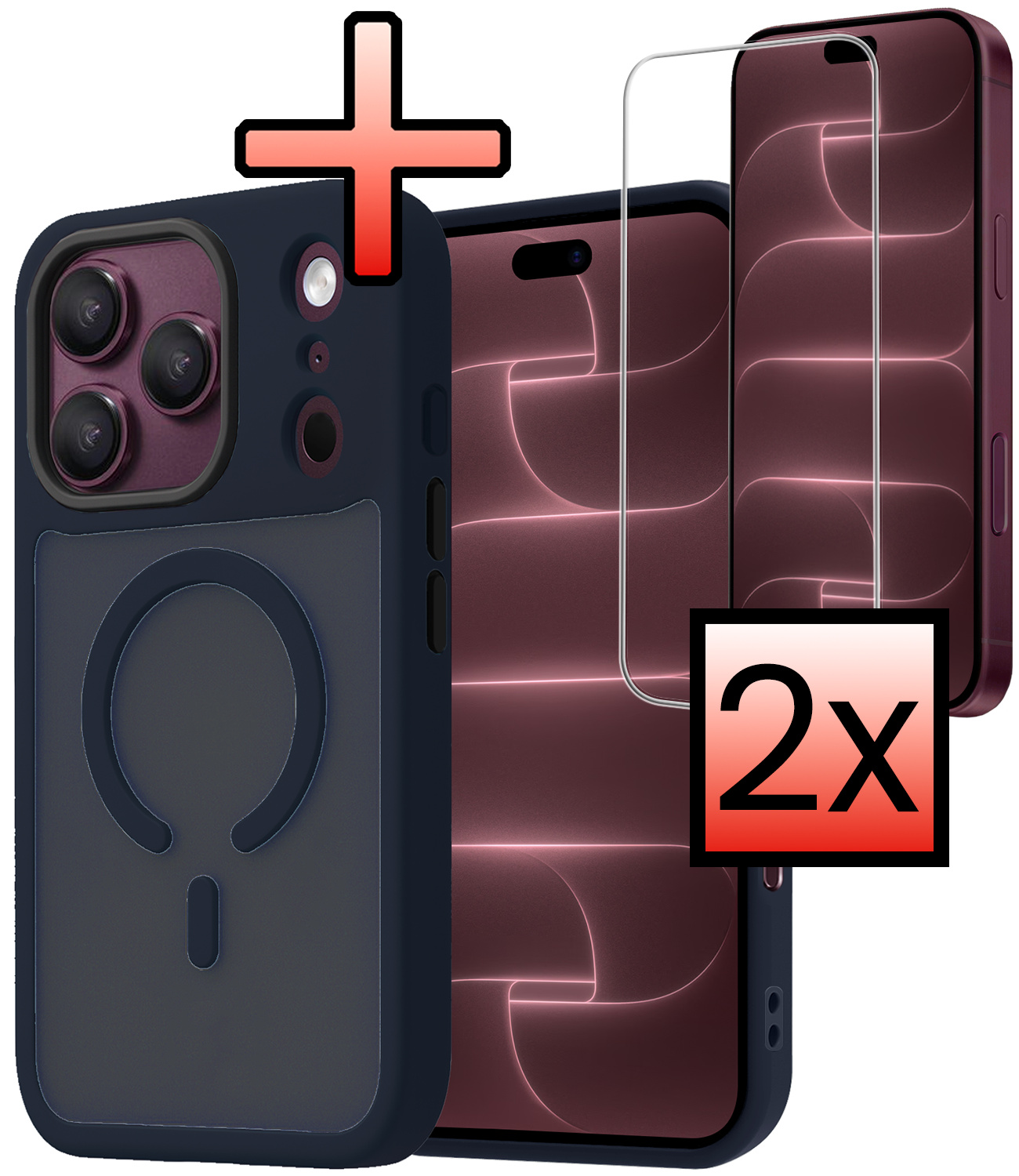 NoXx NoXx iPhone 18 Pro Magsafe Hoesje Donkerblauw Met 2x Screenprotector