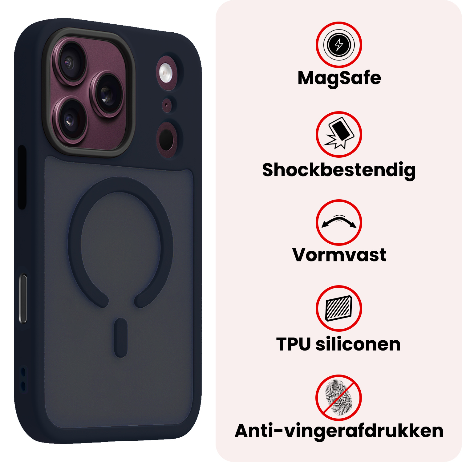 NoXx NoXx iPhone 18 Pro Magsafe Hoesje Donkerblauw Met 2x Screenprotector