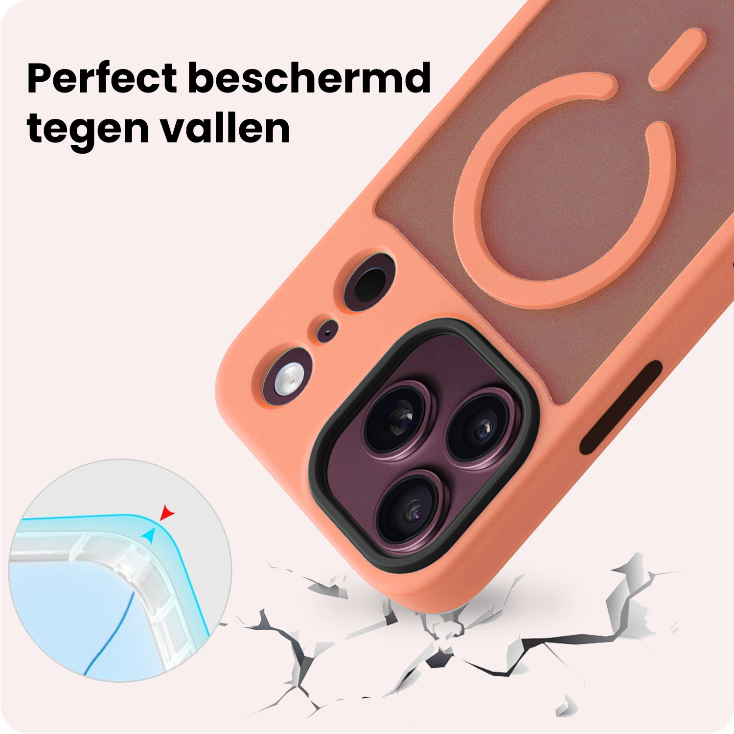 NoXx NoXx iPhone 18 Pro Magsafe Hoesje Perzik Met 2x Screenprotector