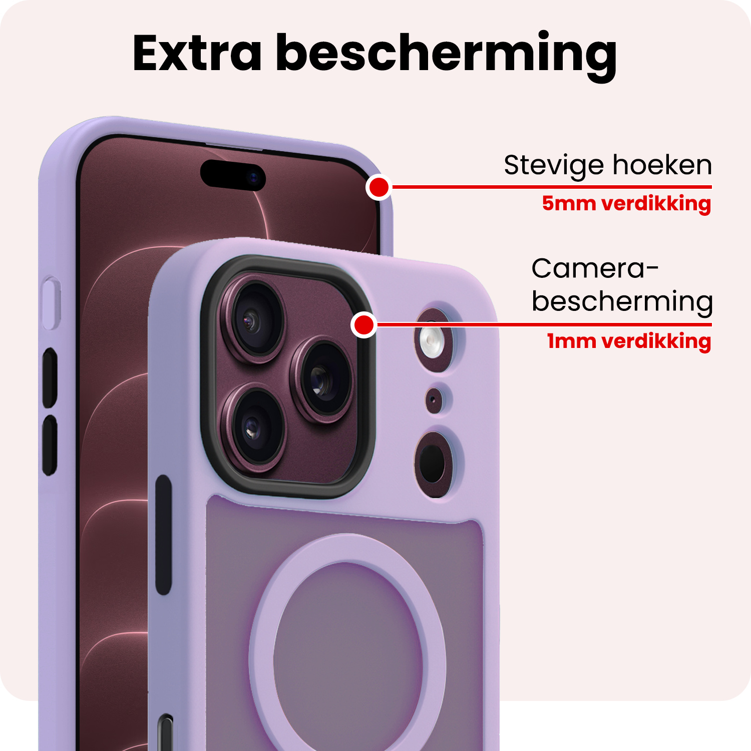 NoXx NoXx iPhone 18 Pro Max Magsafe Hoesje - Lila