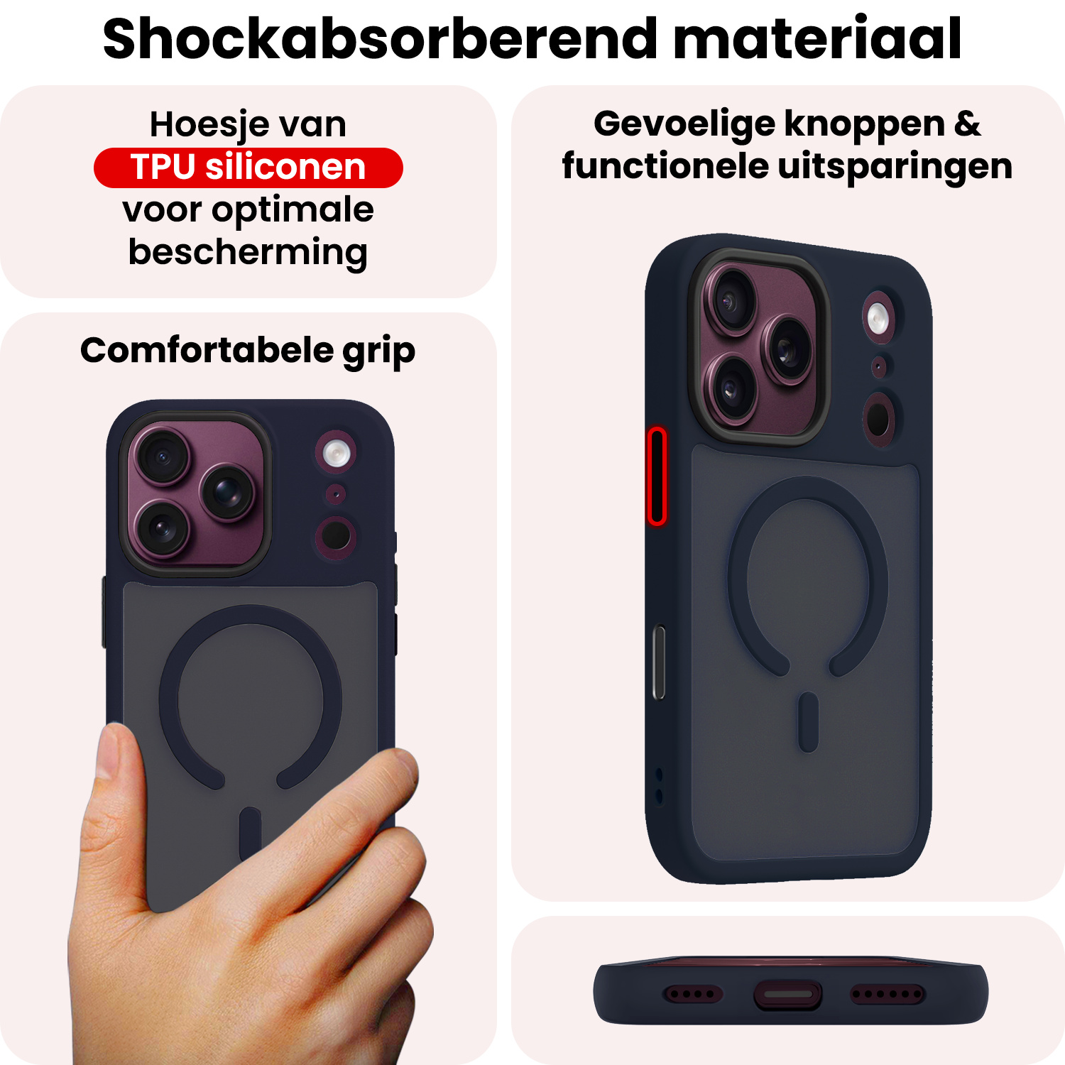NoXx NoXx iPhone 18 Pro Max Magsafe Hoesje - Donkerblauw - 2 PACK
