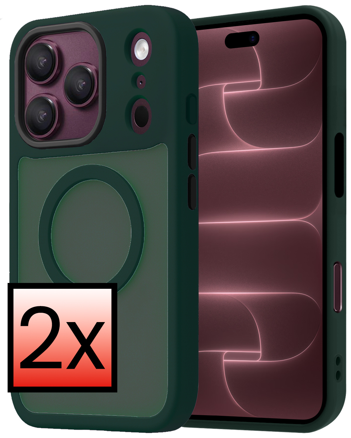 NoXx NoXx iPhone 18 Pro Max Magsafe Hoesje - Donkergroen - 2 PACK