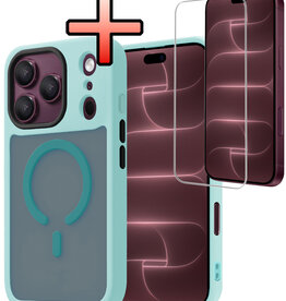 NoXx NoXx iPhone 18 Pro Max Magsafe Hoesje Lichtblauw Met Screenprotector
