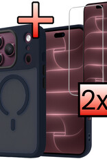 NoXx NoXx iPhone 18 Pro Max Magsafe Hoesje Donkerblauw Met 2x Screenprotector