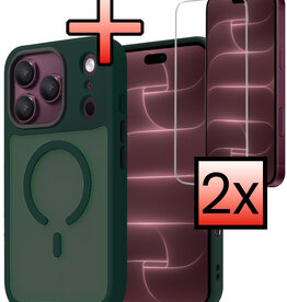 NoXx NoXx iPhone 18 Pro Max Magsafe Hoesje Donkergroen Met 2x Screenprotector