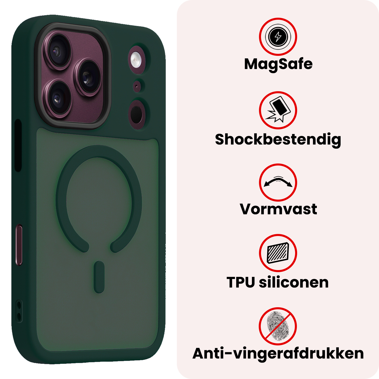 NoXx NoXx iPhone 18 Pro Max Magsafe Hoesje Donkergroen Met 2x Screenprotector