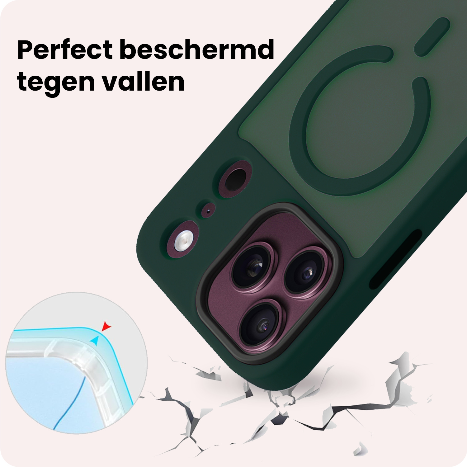 NoXx NoXx iPhone 18 Pro Max Magsafe Hoesje Donkergroen Met 2x Screenprotector