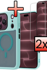 NoXx NoXx iPhone 18 Pro Max Magsafe Hoesje Lichtblauw Met 2x Screenprotector