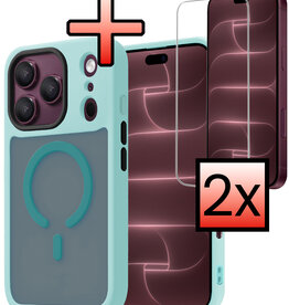 NoXx NoXx iPhone 18 Pro Max Magsafe Hoesje Lichtblauw Met 2x Screenprotector