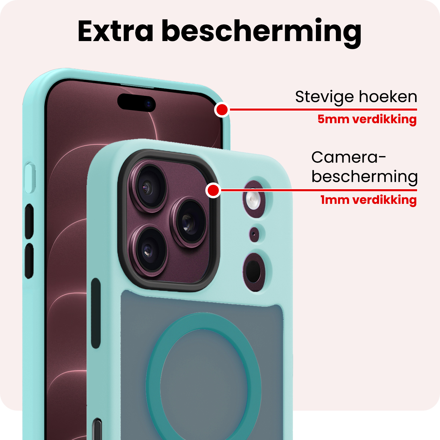 NoXx NoXx iPhone 18 Pro Max Magsafe Hoesje Lichtblauw Met 2x Screenprotector